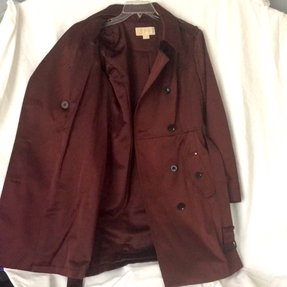 Michael Kors dark wine thick satin pea coat - Picture 5 of 11